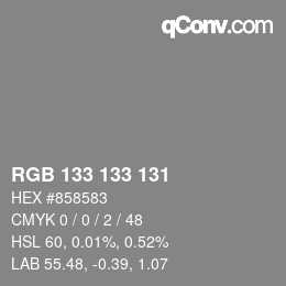 カラーコード: RGB 133 133 131 | qconv.com