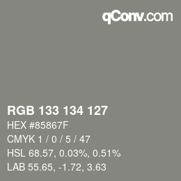 Código de color: RGB 133 134 127 | qconv.com