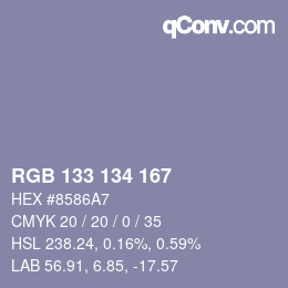 Color code: RGB 133 134 167 | qconv.com