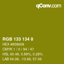Color code: RGB 133 134 8 | qconv.com