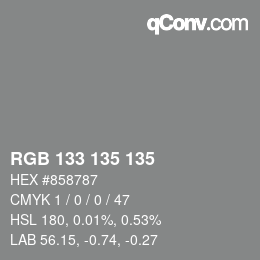 Código de color: RGB 133 135 135 | qconv.com