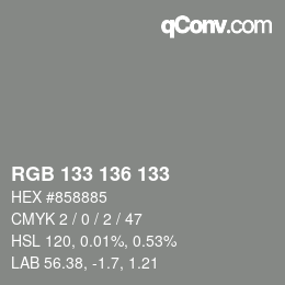 カラーコード: RGB 133 136 133 | qconv.com
