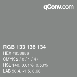 Color code: RGB 133 136 134 | qconv.com