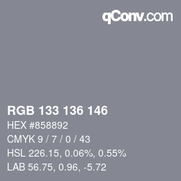 Color code: RGB 133 136 146 | qconv.com