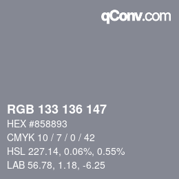 Color code: RGB 133 136 147 | qconv.com