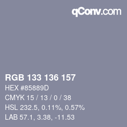 Color code: RGB 133 136 157 | qconv.com