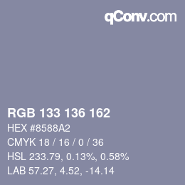 Color code: RGB 133 136 162 | qconv.com