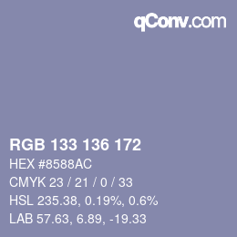 Color code: RGB 133 136 172 | qconv.com