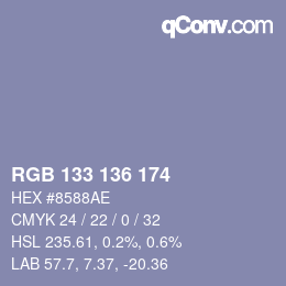 Color code: RGB 133 136 174 | qconv.com