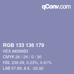 Color code: RGB 133 136 179 | qconv.com