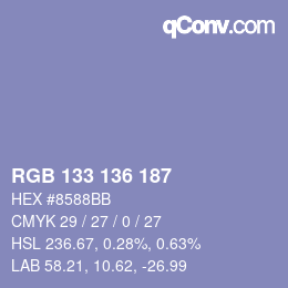 Color code: RGB 133 136 187 | qconv.com