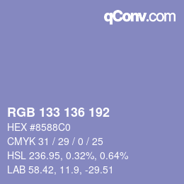 Color code: RGB 133 136 192 | qconv.com