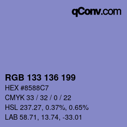 Color code: RGB 133 136 199 | qconv.com