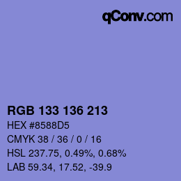 Color code: RGB 133 136 213 | qconv.com