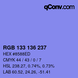 カラーコード: RGB 133 136 237 | qconv.com