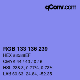 Color code: RGB 133 136 239 | qconv.com