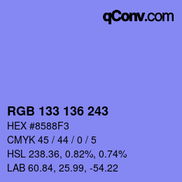 Color code: RGB 133 136 243 | qconv.com