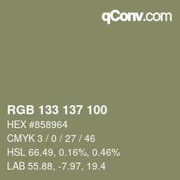 颜色代码: RGB 133 137 100 | qconv.com