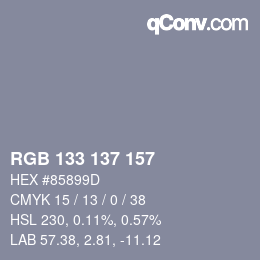 Farbcode: RGB 133 137 157 | qconv.com