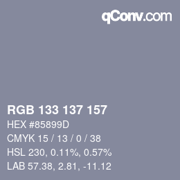 颜色代码: RGB 133 137 157 | qconv.com