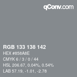 Color code: RGB 133 138 142 | qconv.com