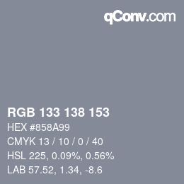 Color code: RGB 133 138 153 | qconv.com