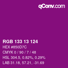 カラーコード: RGB 133 13 124 | qconv.com