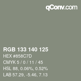Código de color: RGB 133 140 125 | qconv.com