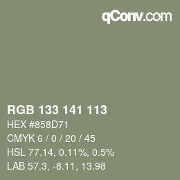 Color code: RGB 133 141 113 | qconv.com