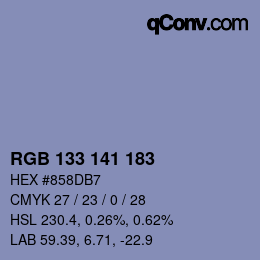 Color code: RGB 133 141 183 | qconv.com