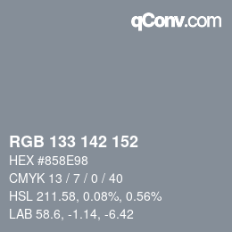 Color code: RGB 133 142 152 | qconv.com