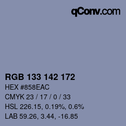 Color code: RGB 133 142 172 | qconv.com