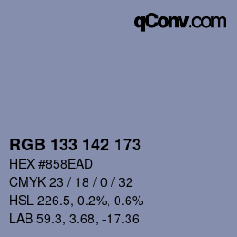 Color code: RGB 133 142 173 | qconv.com