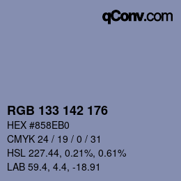 Código de color: RGB 133 142 176 | qconv.com
