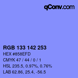カラーコード: RGB 133 142 253 | qconv.com