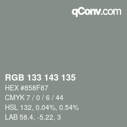 Color code: RGB 133 143 135 | qconv.com