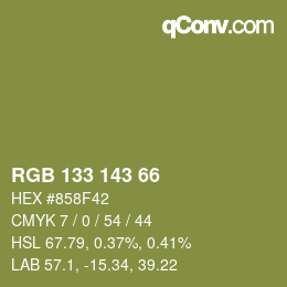 颜色代码: RGB 133 143 66 | qconv.com