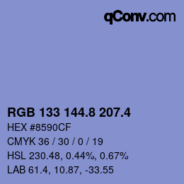 カラーコード: RGB 133 144.8 207.4 | qconv.com