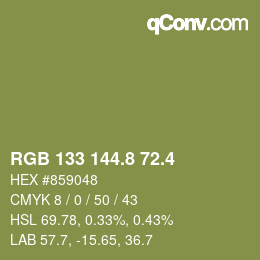 カラーコード: RGB 133 144.8 72.4 | qconv.com