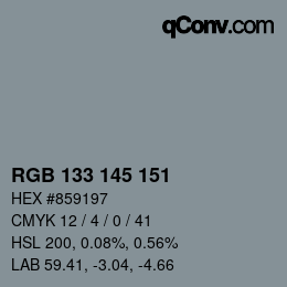 颜色代码: RGB 133 145 151 | qconv.com