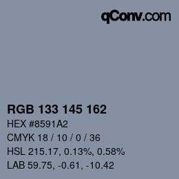 Color code: RGB 133 145 162 | qconv.com