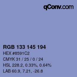 颜色代码: RGB 133 145 194 | qconv.com