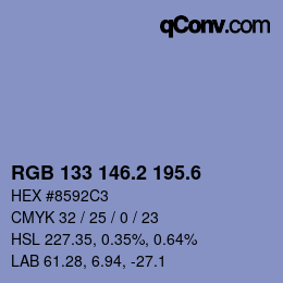 カラーコード: RGB 133 146.2 195.6 | qconv.com