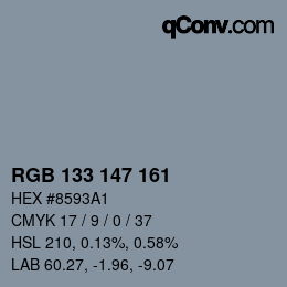 Color code: RGB 133 147 161 | qconv.com