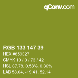 颜色代码: RGB 133 147 39 | qconv.com