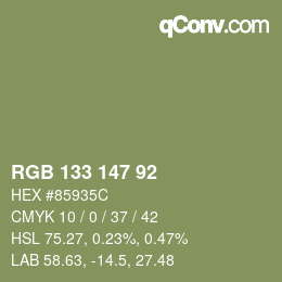 Farbcode: RGB 133 147 92 | qconv.com