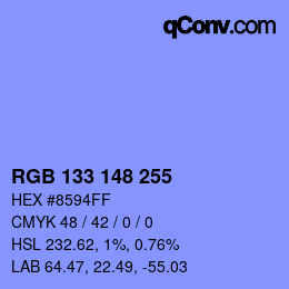 Color code: RGB 133 148 255 | qconv.com