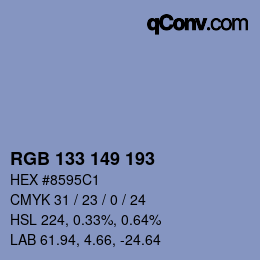 カラーコード: RGB 133 149 193 | qconv.com
