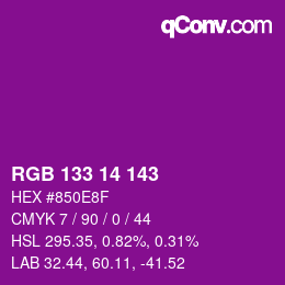 Color code: RGB 133 14 143 | qconv.com