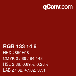 Color code: RGB 133 14 8 | qconv.com